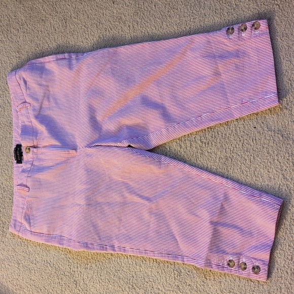 Talbots The Perfect Skimmer Red & White Seersucker Pants Size 16 - Picture 3 of 7